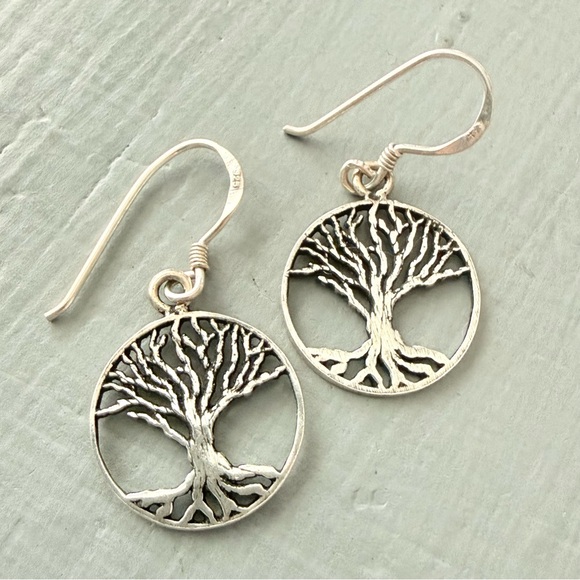 None Jewelry - Tree of Life 925 Sterling Silver Dangle Earrings